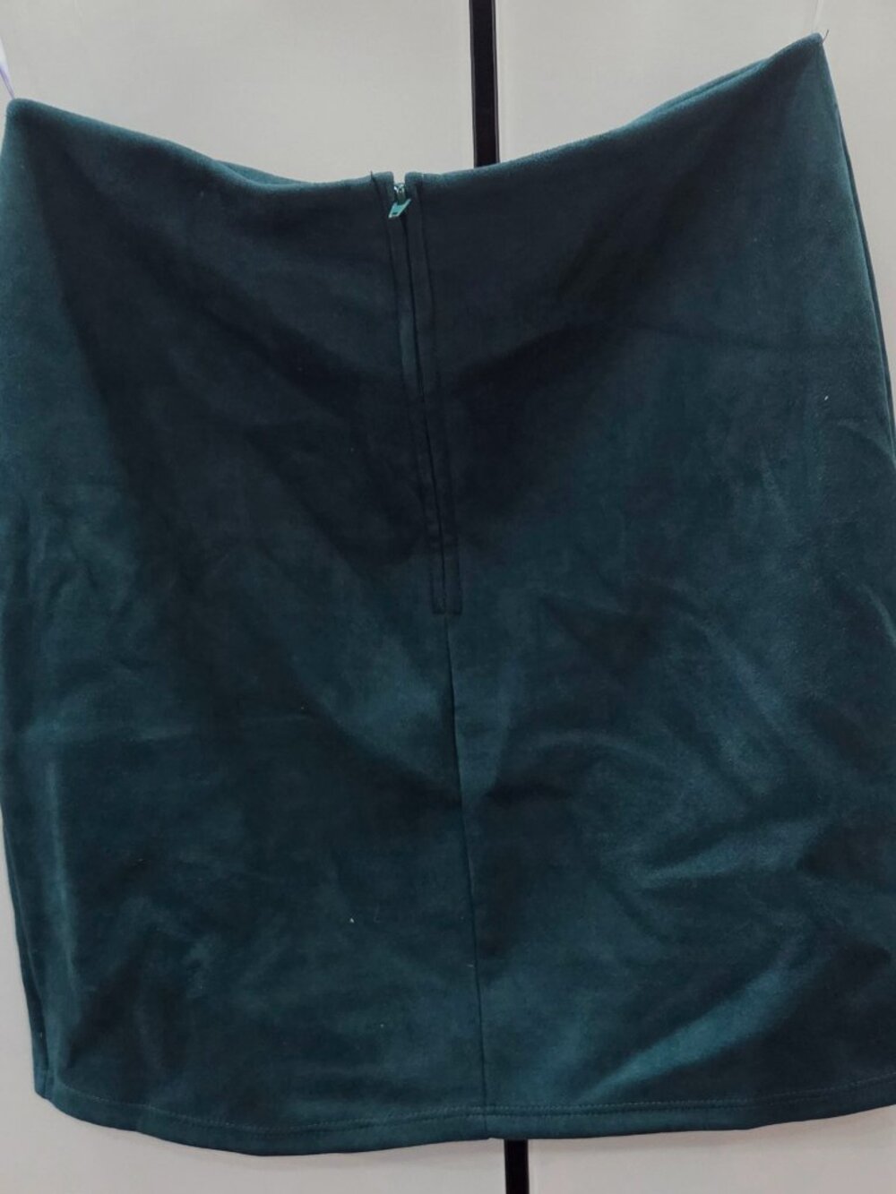 Emerald green faux-suede mini skirt
